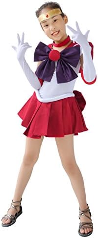 DAZCOSYBV Child Size Anime Sailor Mars Hino Rei Kids Halloween Cosplay Costume (Child M)