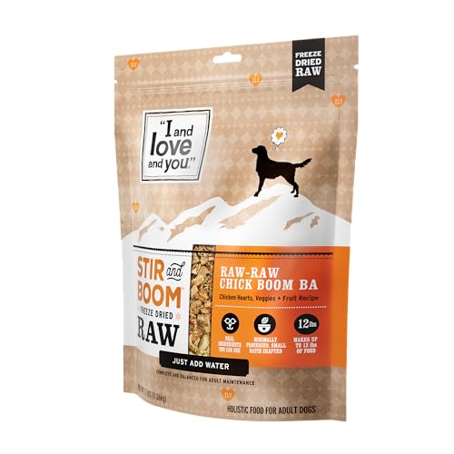 I AND LOVE AND YOU STIR AND BOOM DEHYDRATED FREEZE DRIED RAW DOG FOOD – CHICKEN – GRAIN FREE, REAL MEAT, NO FILLERS, 3LB BAG