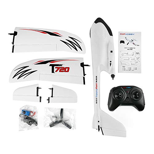 OMPHOBBY T720 RC Plane Ready To Fly 6-Axis Gyro Stabilizer RC Airplane RTF With Normal Flight Mode One-button Start Aerobatic Flight Function For Beginners RC Planes