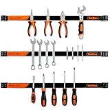 VonHaus 3X 24 Inch Magnetic Tool Holder Bar Organizer Racks with Removable Dividers for Connecting Strips for Tools in The Garage and Workshop - Mounting Bracket and Screws Included