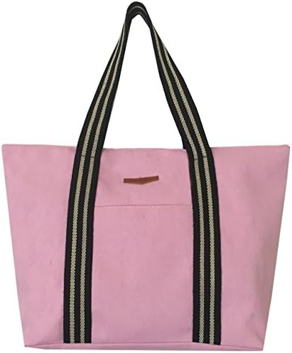 YJ Collection Large Utility Canvas and Nylon Travel Tote Bag For Women and Girls1702(F.Pink)