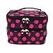 BONAMART Small Cosmetic Makeup Organizer Bag, Double Layer Black Pink Dot Travel Toiletry Bag With Mirror (7.87 x 4.72 x 5.51 inches) - SALE