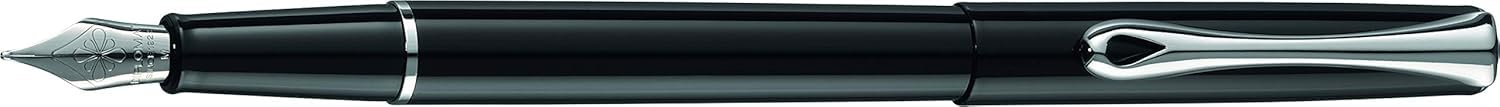 Diplomat - Traveller - Fountain Pen in Stainless Steel - Black Lacquer - Resistant and Elegant - High End - 5 Years Warranty