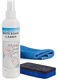 officematters 8 oz Chalkboard Whiteboard Liquid Cleaner Spray and Eraser Set for Blackboards Whiteboards Glass Liquid Chalks and Dry Erase Boards,Non-Toxic