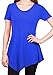 [DRSKIN] WS05 Women Handkerchief Hem Short Sleeve Long Tunic Top. (XL, Blue)