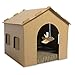 Furhaven Cardboard Cat House Gingerbread House, Cat Hideout Scratcher with Detachable Hanging Toys