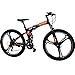 Eurobike Folding Bike 21 Speed Full Suspension Mountain Bicycle 27.5″ Daul Disc Brake (Orange)thumb 1