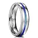 King Will LOOP Unisex 6mm Thin Blue Line Titanium Ring High Polished Wedding Band Comfort Fit