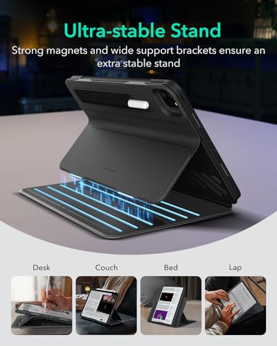 ESR for iPad Pro 11 Inch Case (2022/2021/2020/2018, 4th/3rd/2nd/1st Generation), Removable Magnetic Cover, Adjustable Portrait/Landscape Stand with Raised Display View, 9 Standing Angles, Black