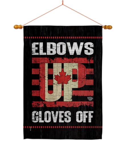 Elbows Up Gloves Off Flag Pole Kit Wood Dowel Set Rod Patio Banner Outdoor Tape…