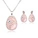 OUFO Jewelry Sets for Women Girls Crystal Rose Gold Plated Necklace and Earrings Square Pink Pendant Vintage Wedding Dressy Necklaces Set