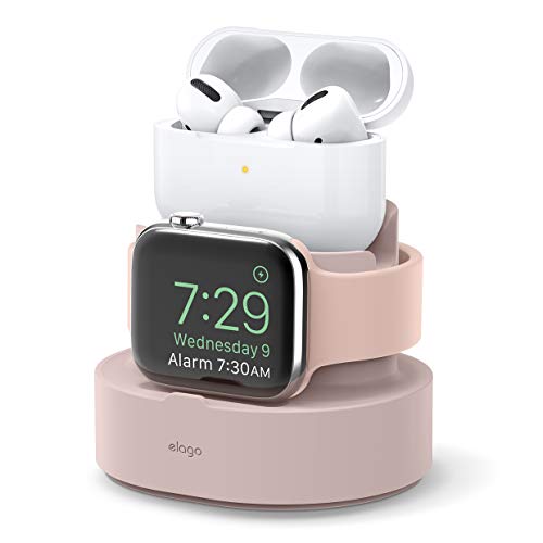 elago 2 in 1 Charging Station for Apple Products, Designed for AirPods, AirPods Pro, iPhone, Apple Watch [Cables Required-NOT Included] (Sand Pink)