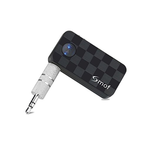 Smof Bluetooth 4.1 Receiver A2DP Multipoint Connection Wireless Audio Adapter/Bluetooth Hands-Free Car Kit with Built-in Mic&3.5mm Aux Port for Home Stereo Sound System