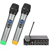 Fifine UHF Dual Channel Wireless Handheld Microphone, Easy-to-use Karaoke Wireless Microphone System. (K036)