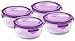 Wean Green 4 Pack Meal Bowls 22 Ounce Large Tempered Glass Leak-proof Bowls - Grape