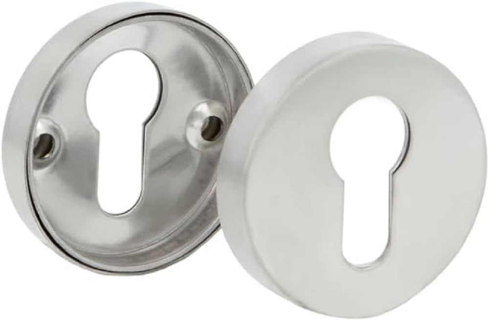 Amig - Escutcheon for Euro Profile cylinders - Stainless Steel 18/8 Cover Plate - Ø53.5 mm and 10 mm Thickness - Standard Cut-Out 33.2 mm - Matt Silver Finish - Mod. 3