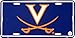 Hangtime University of Virginia Embossed Metal auto tag