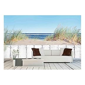 Beach and Fence - Removable Wall Mural | Self-Adhesive Large Wallpaper - 66x96 inches