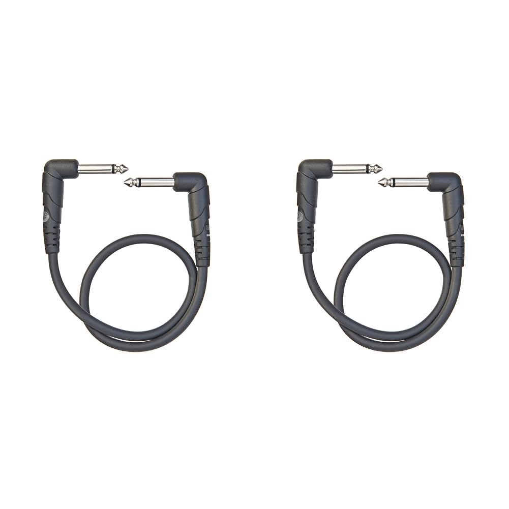 Planet Waves D'Addario Guitar Cable - 1/4 Inch Right Angle Instrument Patch Cable - 1 Foot/0.30 Meters - 2 Pack