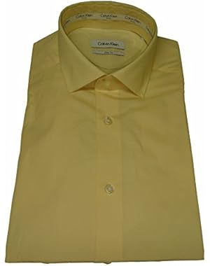 Calvin Klein Men's Long Sleeved Slim Fit Shirt, Size 16 34-35, Buttercream, (#263)