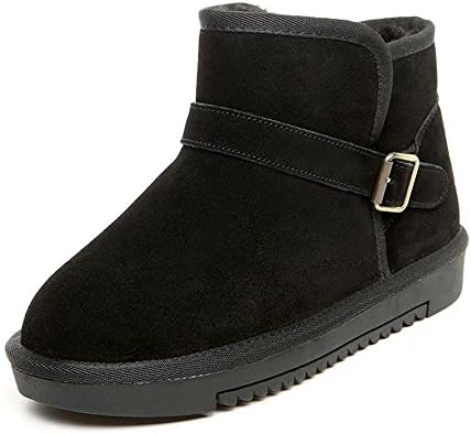 SHELAIDON Suede Wool Ankle Snow Boots Flat Cow Leather Men Women Fur Bootie Slippers
