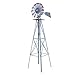 HomGarden 8' Windmill Yard Ornametal Steel Garden Wind Mill Weather Vane Weather Resistant Decoration for Home, Backyard (Sliver)