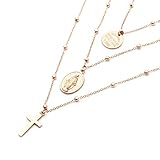 Edary Layered Necklace Gold Cross Buddha Coin God Pendant Jewelry for Women and Girls