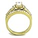 Lanyjewelry 0.6 Carat Round Cut CZ Women's Gold IP Stainless Steel Engagement Ring Set- Size 5