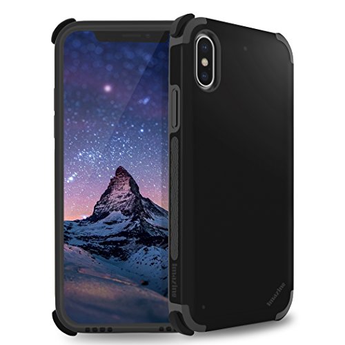 Nice-W iPhone X case, Imazing Bumper Case Premium Hybrid Heavy Duty Protective Sims Card Pin Storage for Apple iPhone X (Black)