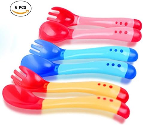 6 PCS Baby Spoons-BPA Free-Soft Tip-Heat Sensitive-Bright Neutral Colors-FDA Approved-Comfortable Self Feeding handle (Multicolor)