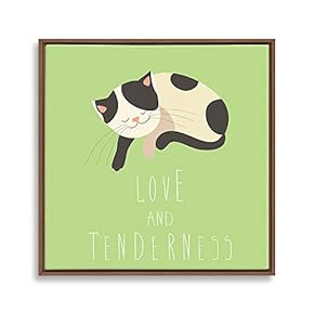 Framed Canvas Wall Art for Living Room, Bedroom Cute Cartoon Cats Canvas Prints for Home Decoration Ready to Hanging - 16x16 inches