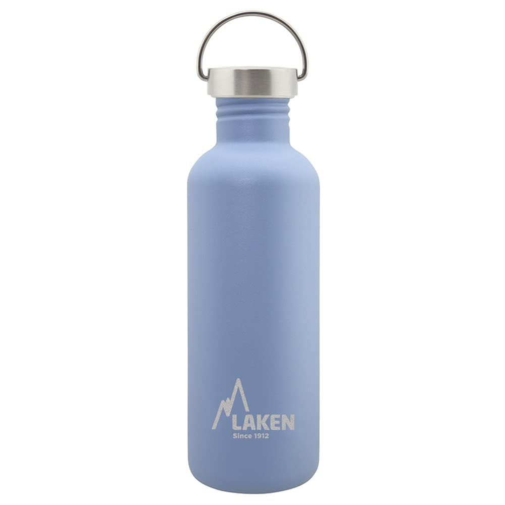 LAKEN Unisex - Adult Heavy Duty Stainless Steel Bottle 1 Litre Blue with Vintage Lid 1