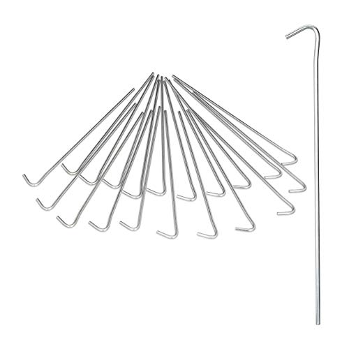 Relaxdays Set of 20 Steel Tent Pegs, Camping Tent Stakes, Ground Tent Anchoring, Barbs, Ground Anchor 22 cm, Silver