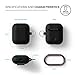 elago Silicone Case with Keychain Compatible with Apple AirPods Case 1 & 2, Front LED Visible, Supports Wireless Charging, Protective Silicone [Black]