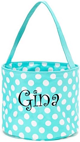 Personalized Childrens Fabric Bucket Tote Bag - Toys- Easter (Personalized Aqua Dot)