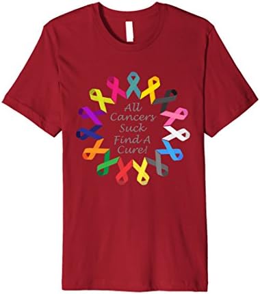 Men's All Cancers Suck Find a Cure All Awareness Ribbons T-Shirt 3XL Cranberry