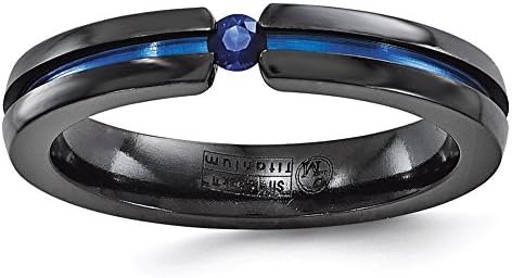 Edward Mirell Black Ti Sapphire & Blue Anodized 4mm Band