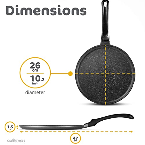 GOURMEX 10" Induction Cast Aluminum Crepe Pan PFOA Free Nonstick Pan