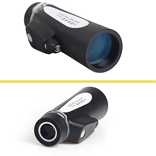 COSTIN 10x42 Monocular Telescope, Central Focusing with Built-in Rangefinder Scale Plus Directional Compass, BAK4 Prism Multi Coated HD Lens, Wide Field View Portable Fogproof Golf Scope-Elegent Black