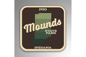 JMM Industries Mounds State Park Indiana Vinyl Decal Sticker Retro Vintage Look 2-Pack 4-inches by 4-inches Premium Quality UV Protective Laminate SPS308