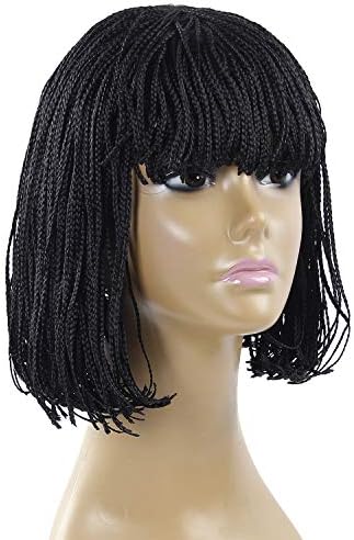 12 Inch Synthetic Braided Wig Short Bob Wigs Natural Black Hair Wig Micro Box Braid Short Wigs for Black Wome(12 inch, 1B)