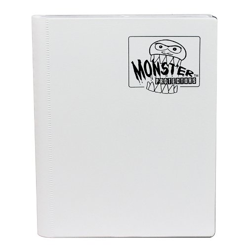 Monster Binder - 4 Pocket Matte White Album with White Pages (Limited Edition) - Holds 160 Yugioh, Magic, and Pokemon Cards