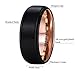 King Will DUO Men 8mm Black Brushed Matte Tungsten Carbide Ring Men 18K Rose Gold Gold Wedding Band Comfort Fit