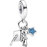 Feitery Graduation Cap Charms Owls Compatible for Pandora Bracelets Gold Charm Heart Graduation Jewellery Gift for Granddaughter