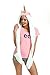 Plush Unicorn Adult Hood Hat with Scarf and Paw Pockets for Women White