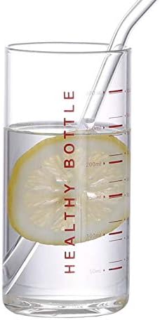 J Robin Transparent Glass Milk Measuring Cup with Straw Modern Mug Glass Coffee Cup Birthday Present Mother's Day Gifts