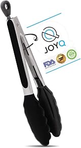 JOYQ 9 Inch Kitchen Tongs Silicone Grip Stainless Steel Padlock BBQ Cooking Food view 1