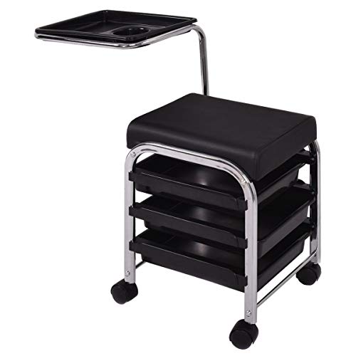 MD Group Black Pedicure Manicure Nail Cart Trolley