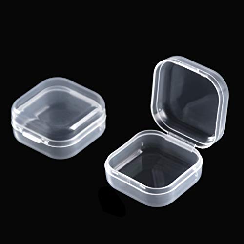 24pcs Small Plastic Beads Storage Containers Clear, Craft Organizers Storage Box, Mini Plastic Boxes for Storage with Hinged Lids of Small Items, Jewelry, Hardware, Office Supplies (1.38x1.38x0.71 In)