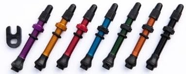 Specifix Premium Anodized Alloy Tubeless Bicycle Wheel Presta Valve Stem Pair - Great for Road & Mountain Tubeless Tires - Stans Tubeless Sealant Compatible, Includes Valve Remover